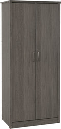 A T Seconique Lisbon 2 Door 1 Drawer All Hanging Rail Wardrobe in Black Wood Grain