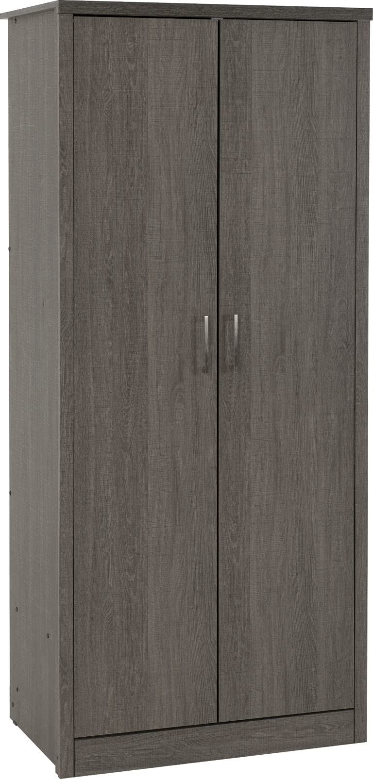 A T Seconique Lisbon 2 Door 1 Drawer All Hanging Rail Wardrobe in Black Wood Grain