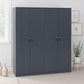 Furniture 321 Dakota 4 Door Wardrobe with Hanging Rail & Internal Shelving | White & Dark Grey | Bedroom Storage
