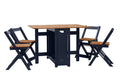 Furniture 321 Santos Folding Drop Leaf Butterfly Dining Set 4 Chairs Pine & Blue