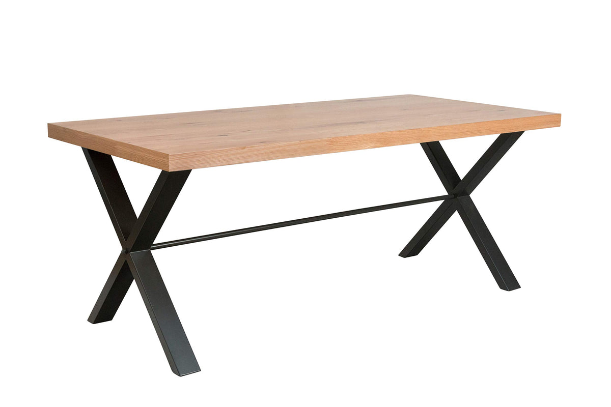 Isambard Dining Table, Wood, Metal, Oak, 1.8 m