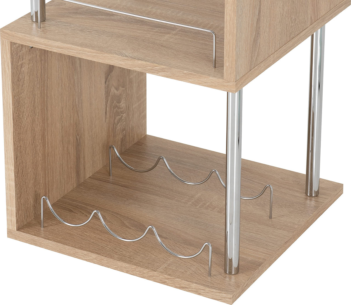 Seconique Charisma Home Bar Table in Light Sonoma Oak Effect Veneer/Chrome