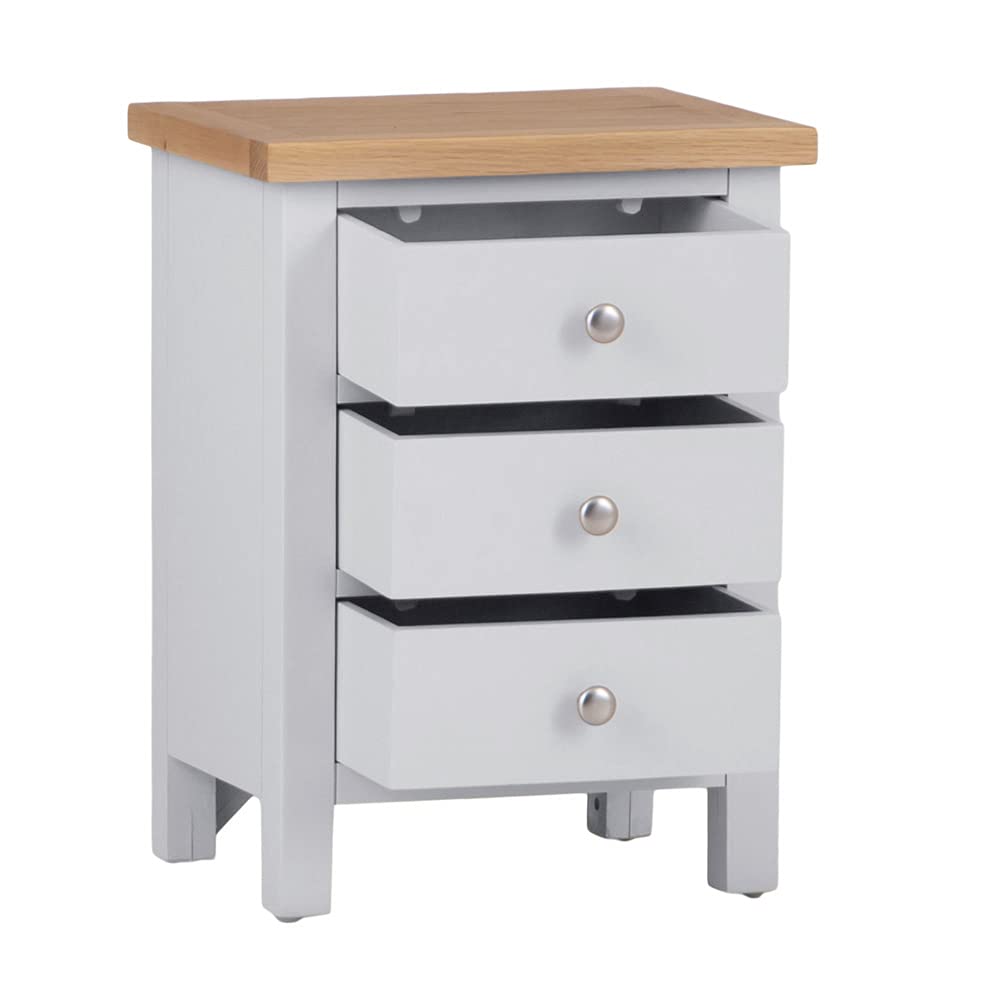 The Furniture Outlet Salisbury Grey Painted Oak 3 Drawer Bedside Table
