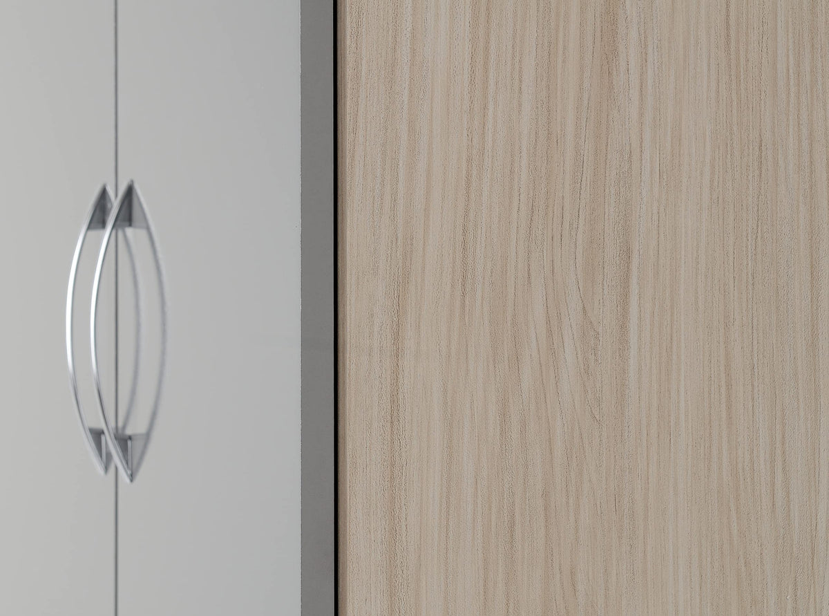 Seconique Nevada 2 Door 1 Drawer Wardrobe, Grey