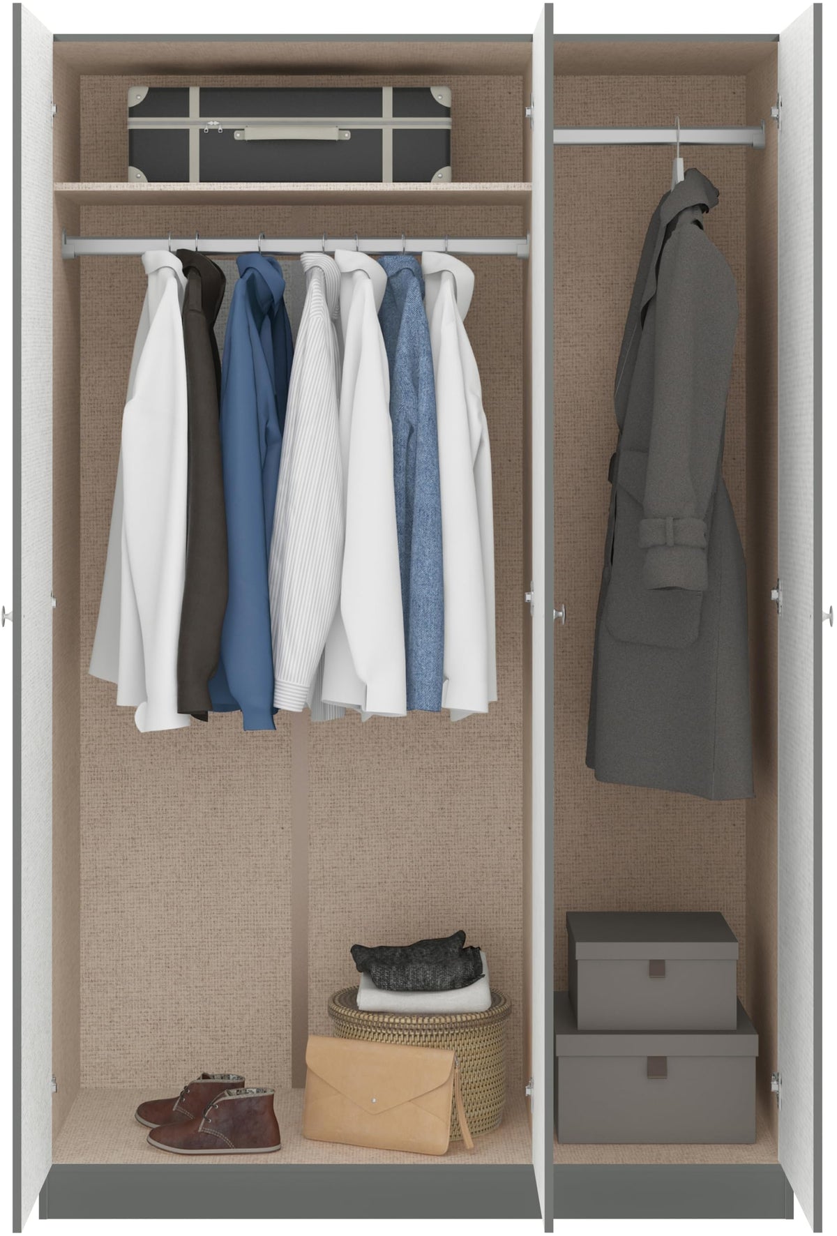 Seconique Denver 3 Door Wardrobe in Grey Gloss
