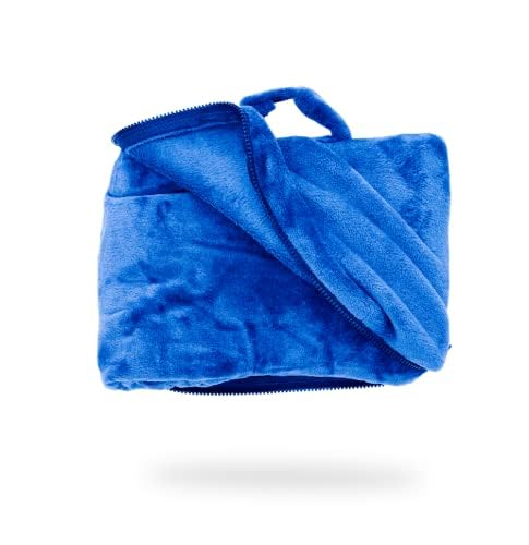 Cabeau Fold ‘n Go Travel and Throw Blanket Plus Compact Case - for Home and Travel - Doubles as Lumbar Pillow and Neck Support Pillow - French Microfiber Comfort