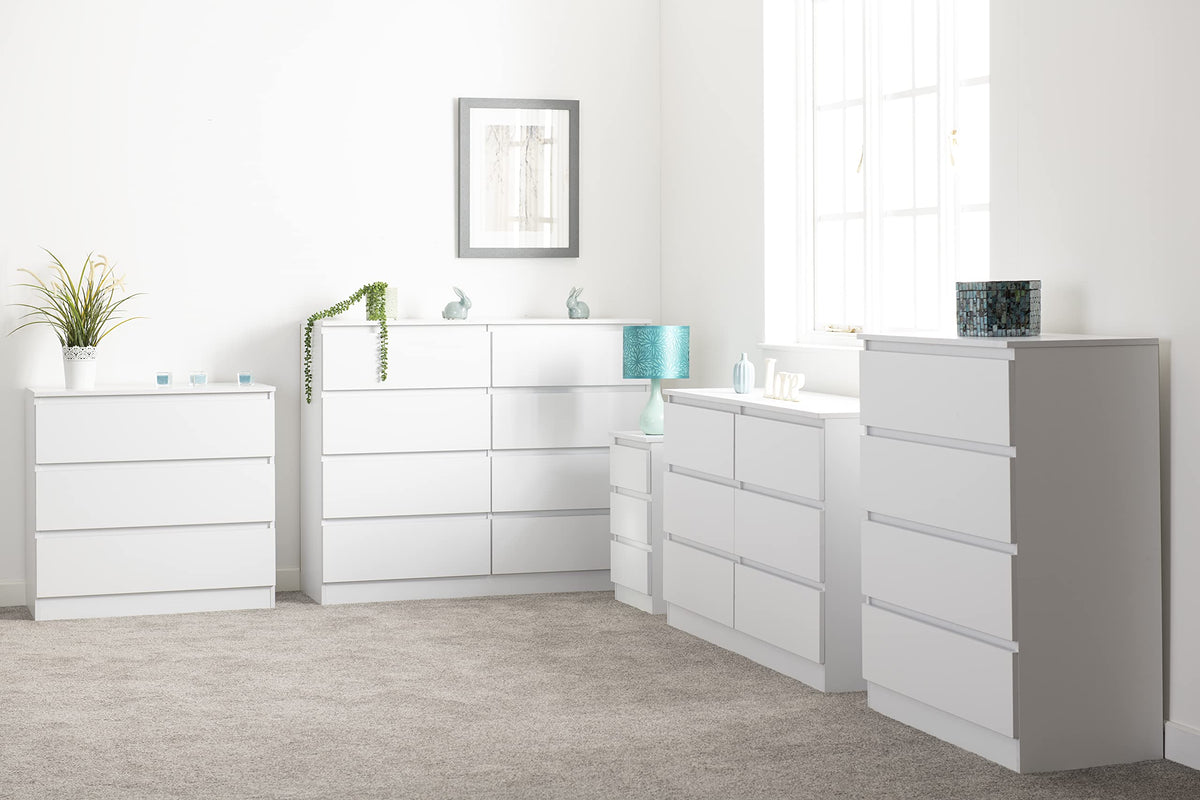 Seconique Malvern 3 Drawer Bedside in White