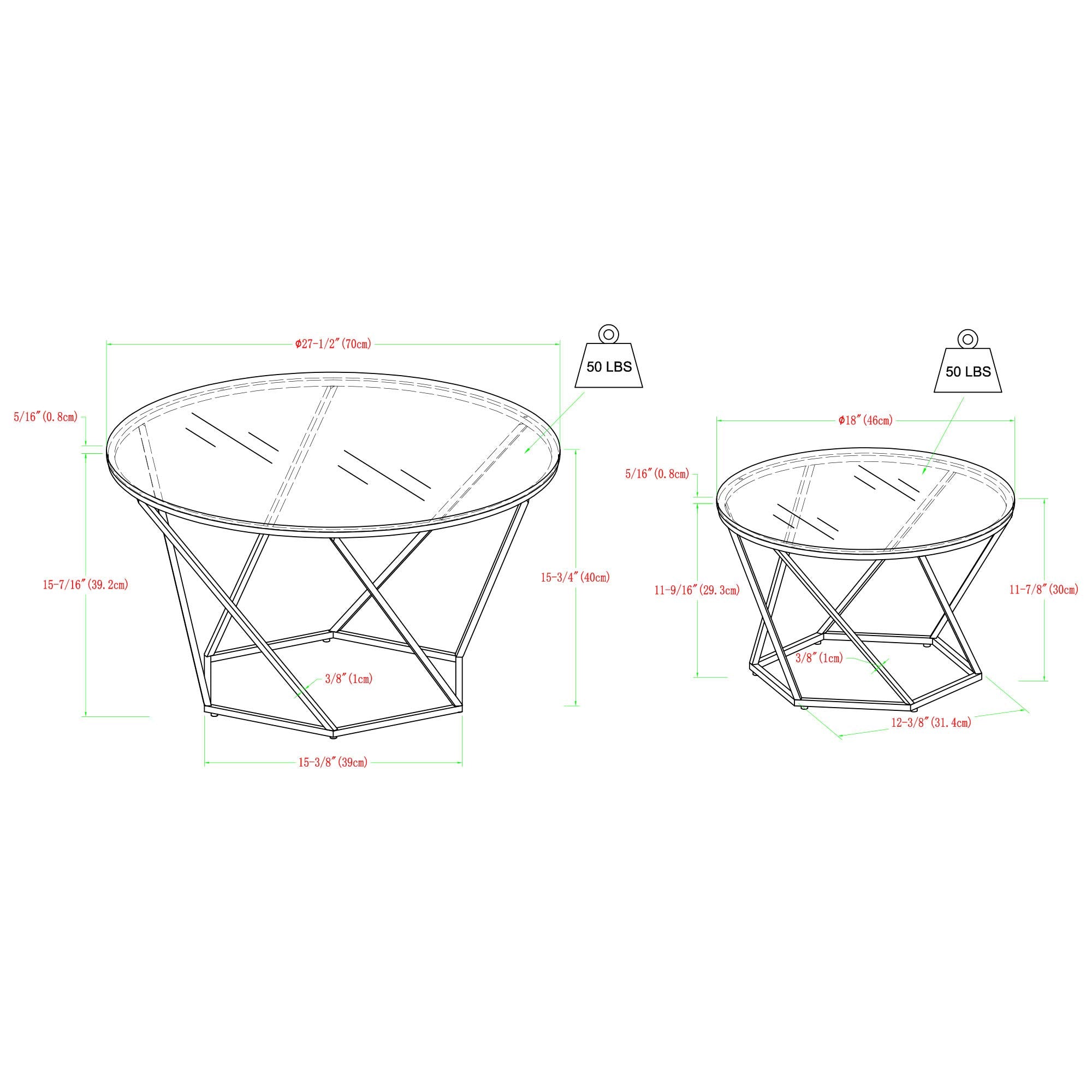 WE Furniture Mid Century Modern Wood Nesting Tables for Living Room Bedroom Home Office