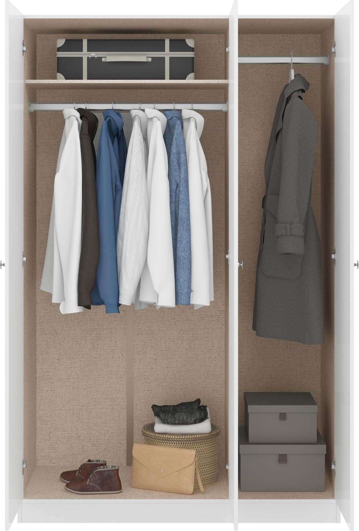 Seconique Denver 3 Door Wardrobe in Grey Gloss