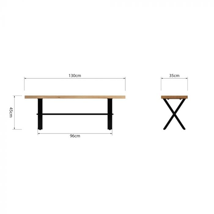 Isambard Dining Table, Wood, Metal, Oak, 1.3 m