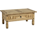 "ANTIQUE" DISTRESSED PINE COFFEE TABLE WITH DRAWER BY CENTURION PINE