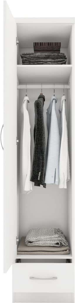 AT T Nevada 1 Door 1 Drawer Wardrobe White Gloss