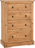 Seconique Corona 4 Drawer Chest in Distressed Waxed Pine
