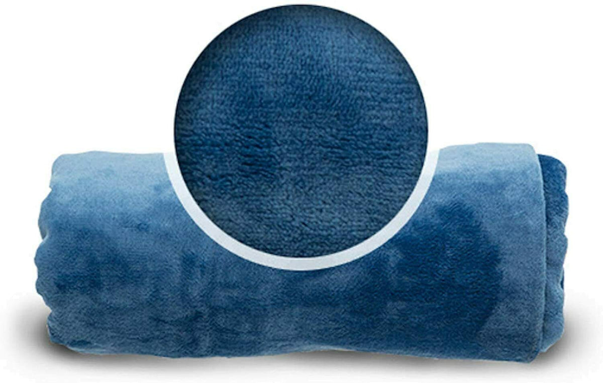 HOCHSTE 4-in-1 Travel Blanket Ultra Plush,Velvelty and Soft French Microfiber Blanket Built-in Carry Case, Ideal Airplane Home Blanket Doubles as Lumbar Pillow and Neck Support Comfort Royal Blue