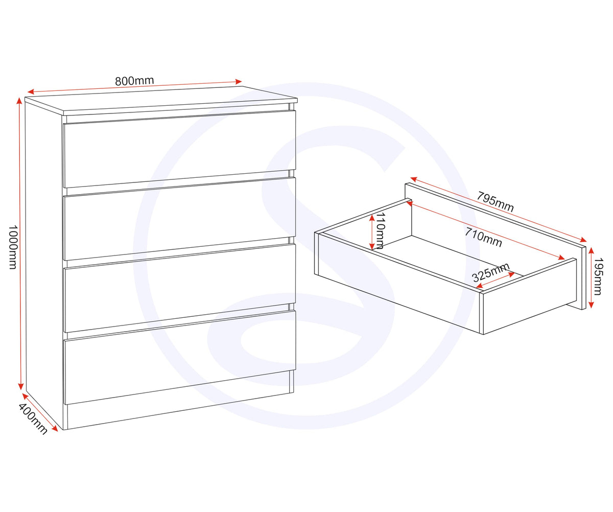 Seconique Malvern 4 Drawer Chest