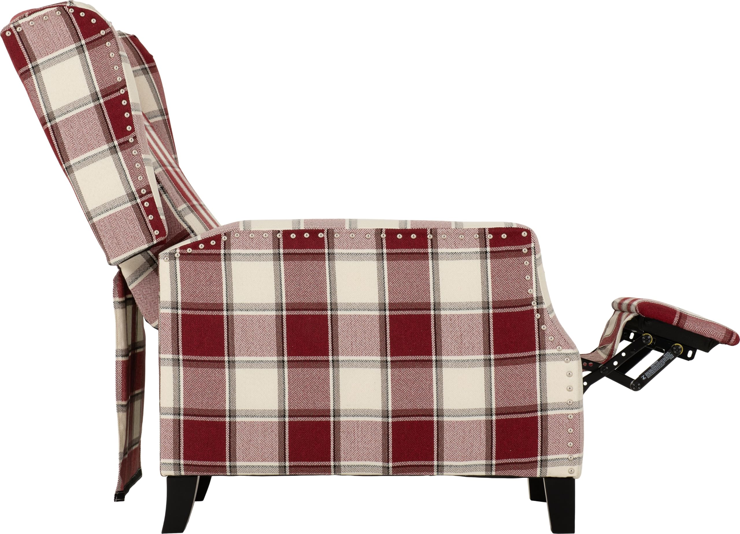 Furniture 321 Seconique Kensington Recliner Chair, Red Tartan Fabric, High Backrest