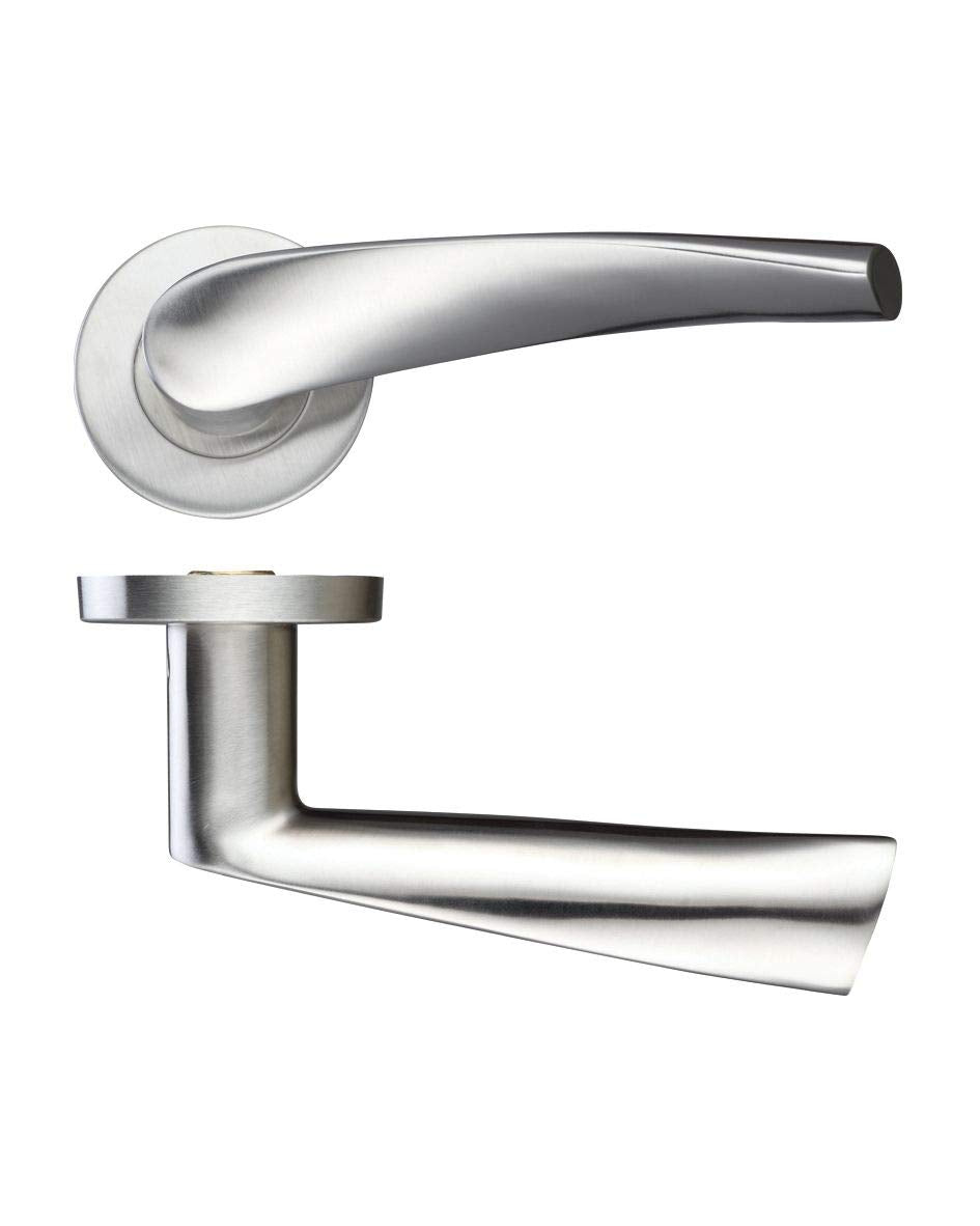 ZCS2140SS Curved Lever On Rose Satin Stainless Steel From The Door Handle Store by Zoo Hardware