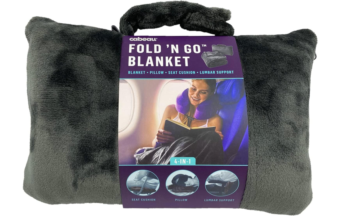 Cabeau Fold'n Go Blanket 2-in-1 Travel Blanket for Carrying with You, charcoal, 80 x 150 cm