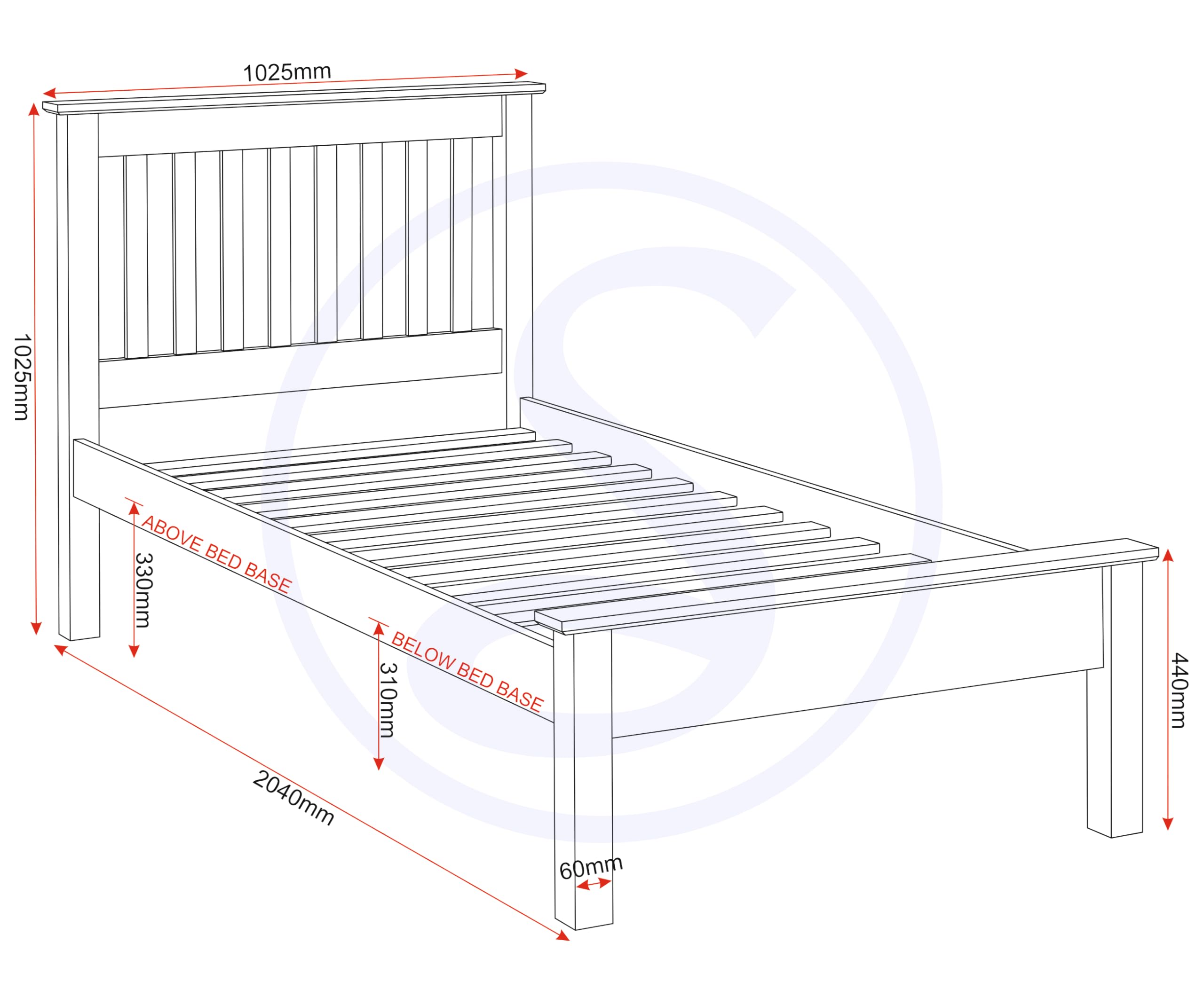 Seconique Monaco 3' Single Low End Bed in White