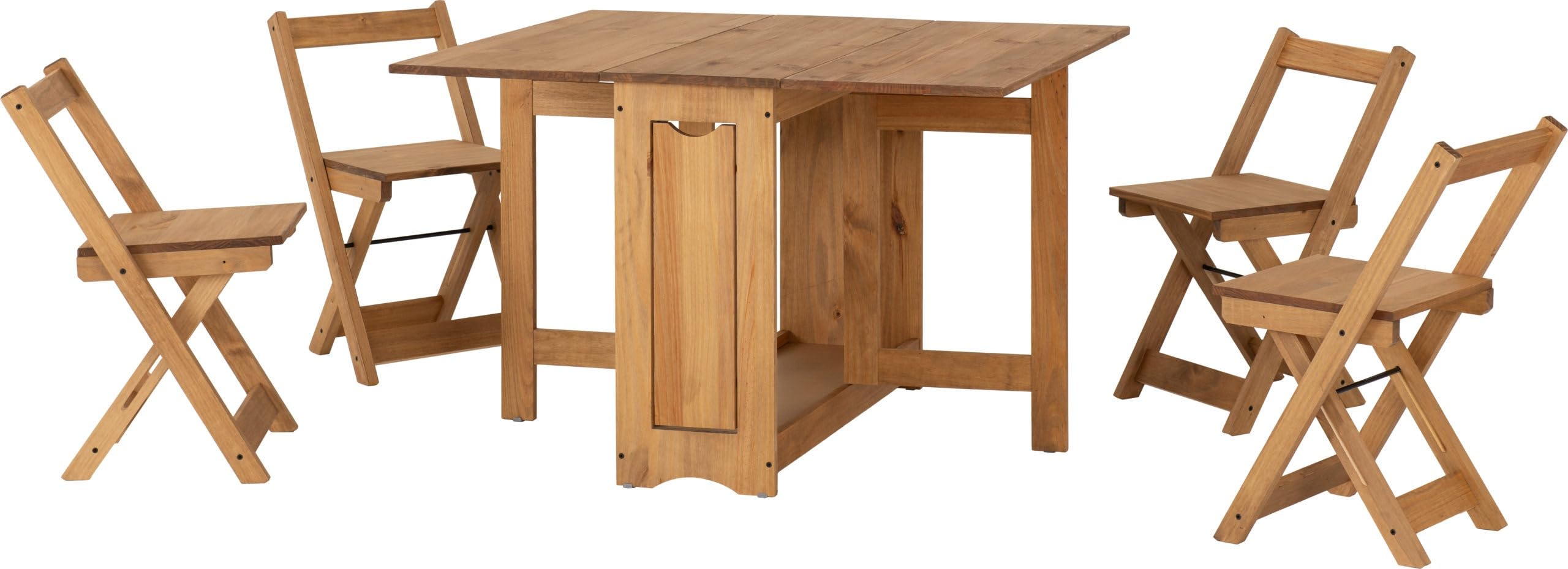 Furniture 321 Santos Butterfly Folding Dining Set Distressed Waxed Pine