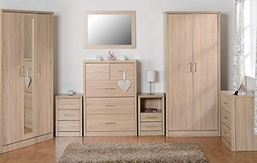 OSFO Lisbon 2 Door Wardrobe - Black Wood Grain Light Oak Effect Available, Black Wood Grain