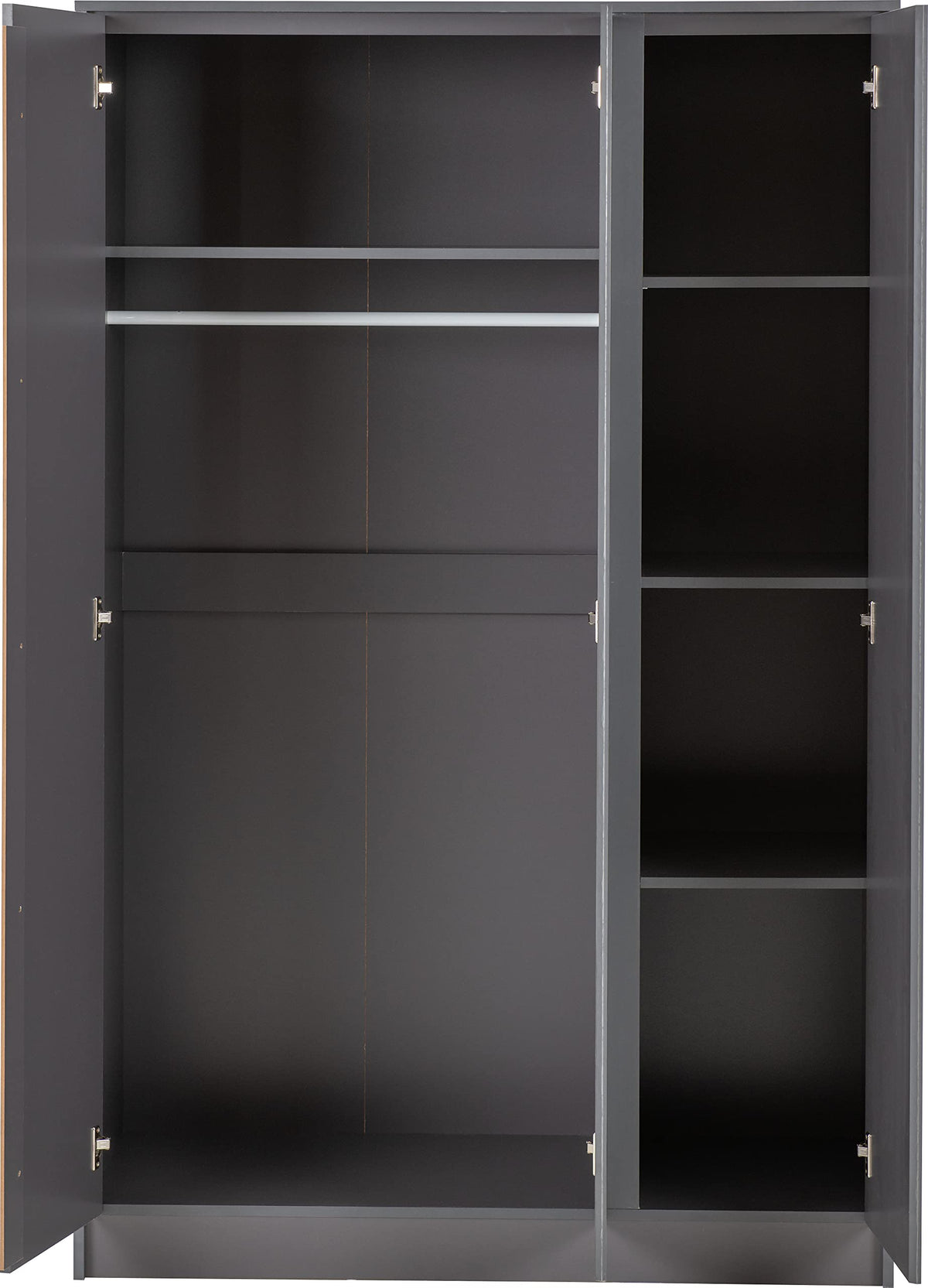 Seconique Malvern 3 Door Wardrobe in Grey