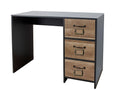 House & Homestyle Cambridge Black & Wood Effect 3 Drawer Office Desk - Retro Locker Design