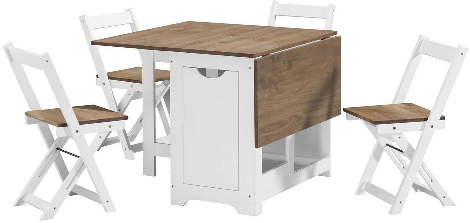 Greenheart Furniture (UK & Ireland) Butterfly dining set with 4 folding chairs (Pine & White Santos)
