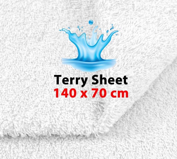 Terry Cloth Waterproof Cot Bed Mattress Protector - White, 140 x 70 CM Sheet Cover Cotbed - Mini Crib – Fitted Sheet Elastic Bedding