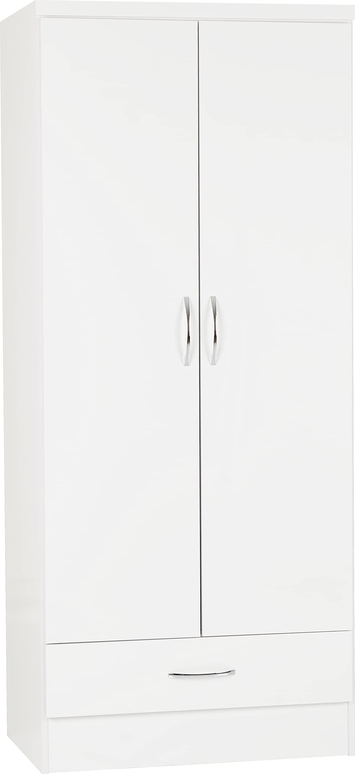 Seconique Nevada 2 Door 1 Drawer Wardrobe in White Gloss