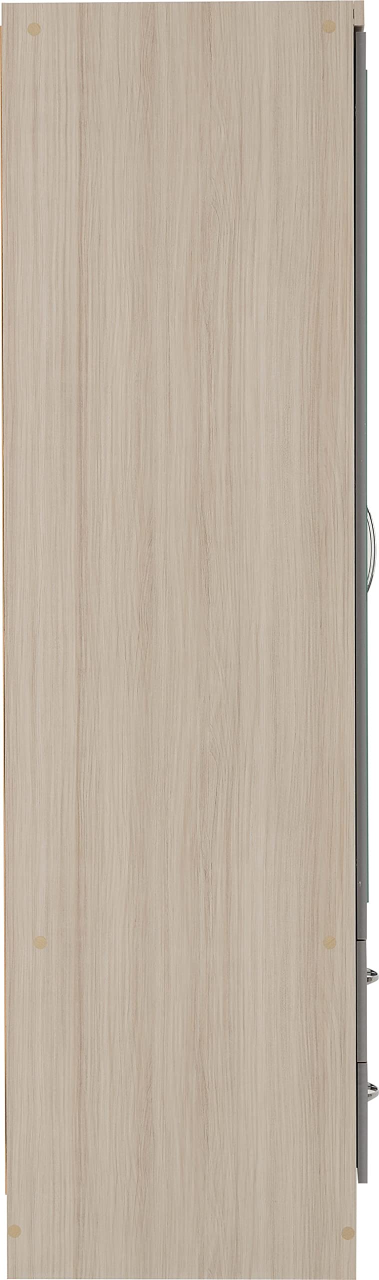 A T Seconique Bedroom Wardrobes - Nevada 3 Door 2 Drawer Mirrored Wardrobe with Drawers in Grey Gloss/Light Oak Effect Veneer