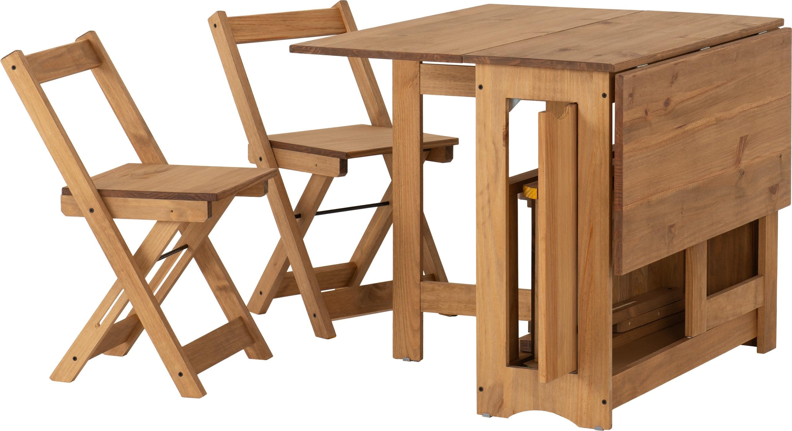 Furniture 321 Space-Saving Santos Folding Drop-Leaf Butterfly Dining Set with 4 Foldaway Chairs