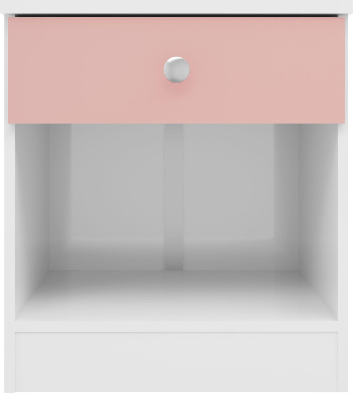 Denver Trio Children's Bedroom Furniture Set, 3 Piece, Wardrobe, Chest of Drawers and Bedside Table (White/Pink Gloss)