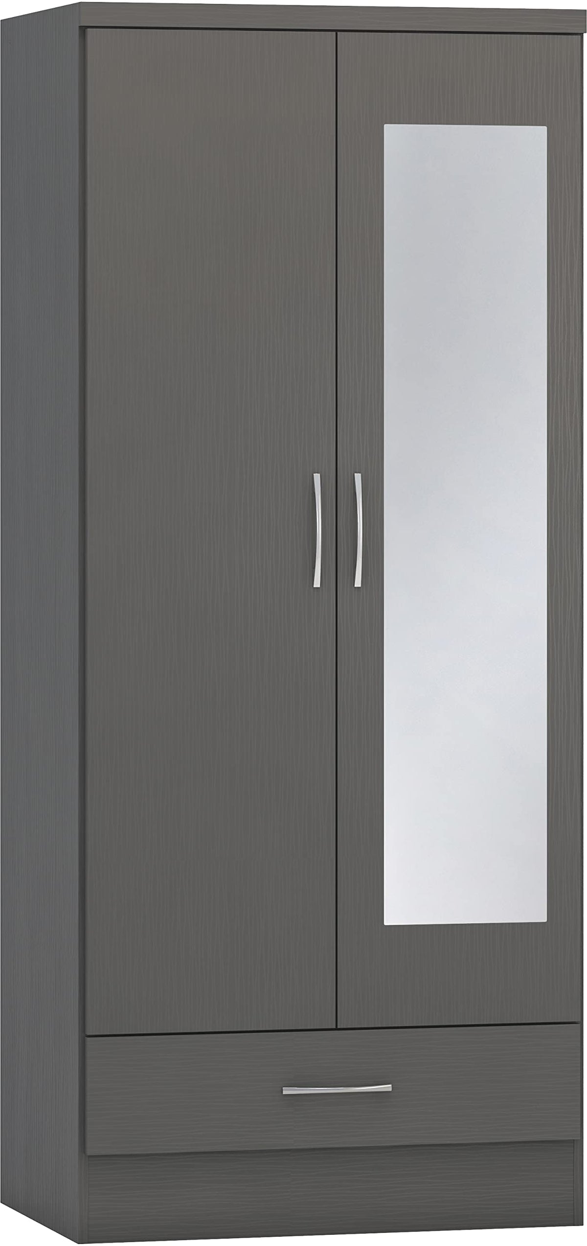 Seconique Nevada Mirrored 1/2 Door 1 Drawer Wardrobe