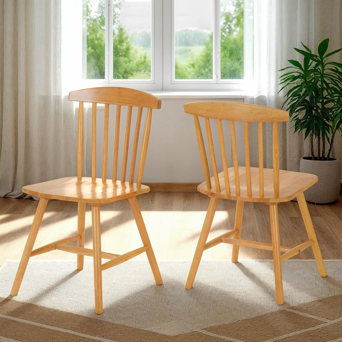 Furniture 321 Emery Chair Indoor Set Of 2 Rubberwood Chairs