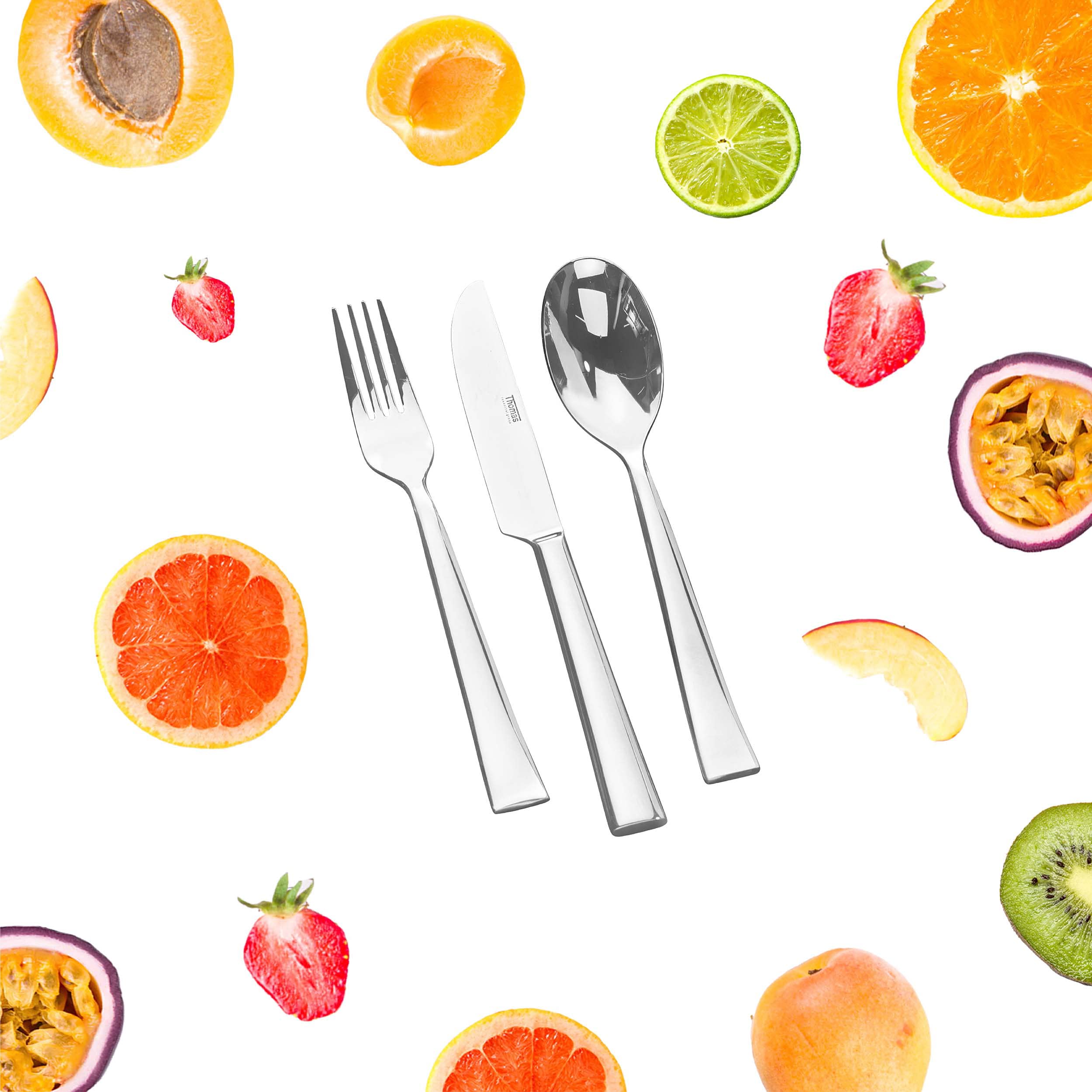 Thomas P501345 Children's Cutlery - 3-Pcs 18/10 Stainless Steel Kids Flatware Set With Knife/Fork/Spoon, Lightweight Toddler Silverware, Healthy, Mirror Polished, Smooth Edges, Easy Grip Handles