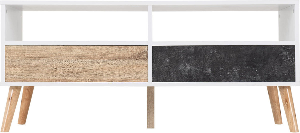Seconique Nordic 2 Drawer Coffee Table in White/Distressed Effect