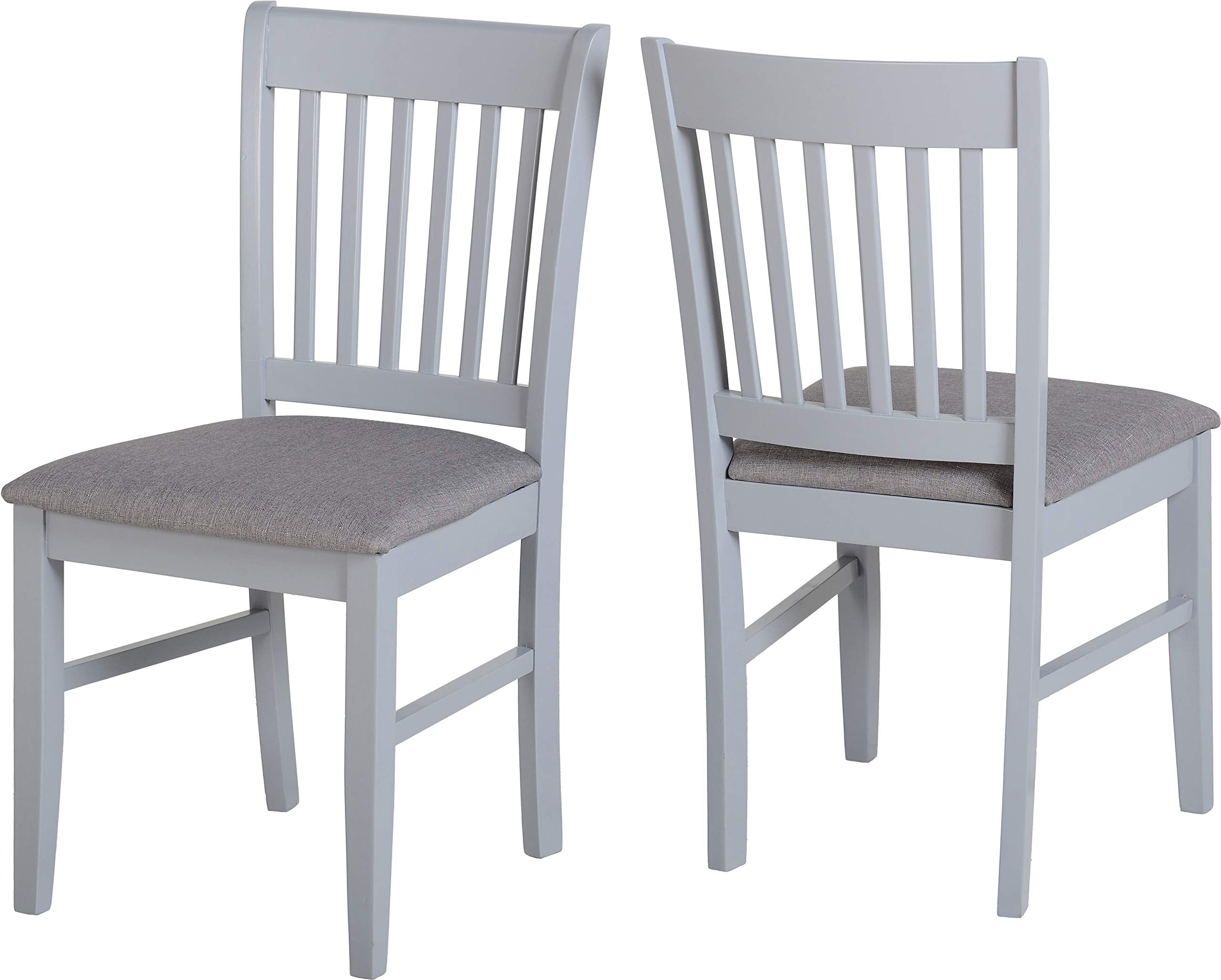 Seconique Oxford Dining Chair Set of 2 in Grey/Grey Fabric