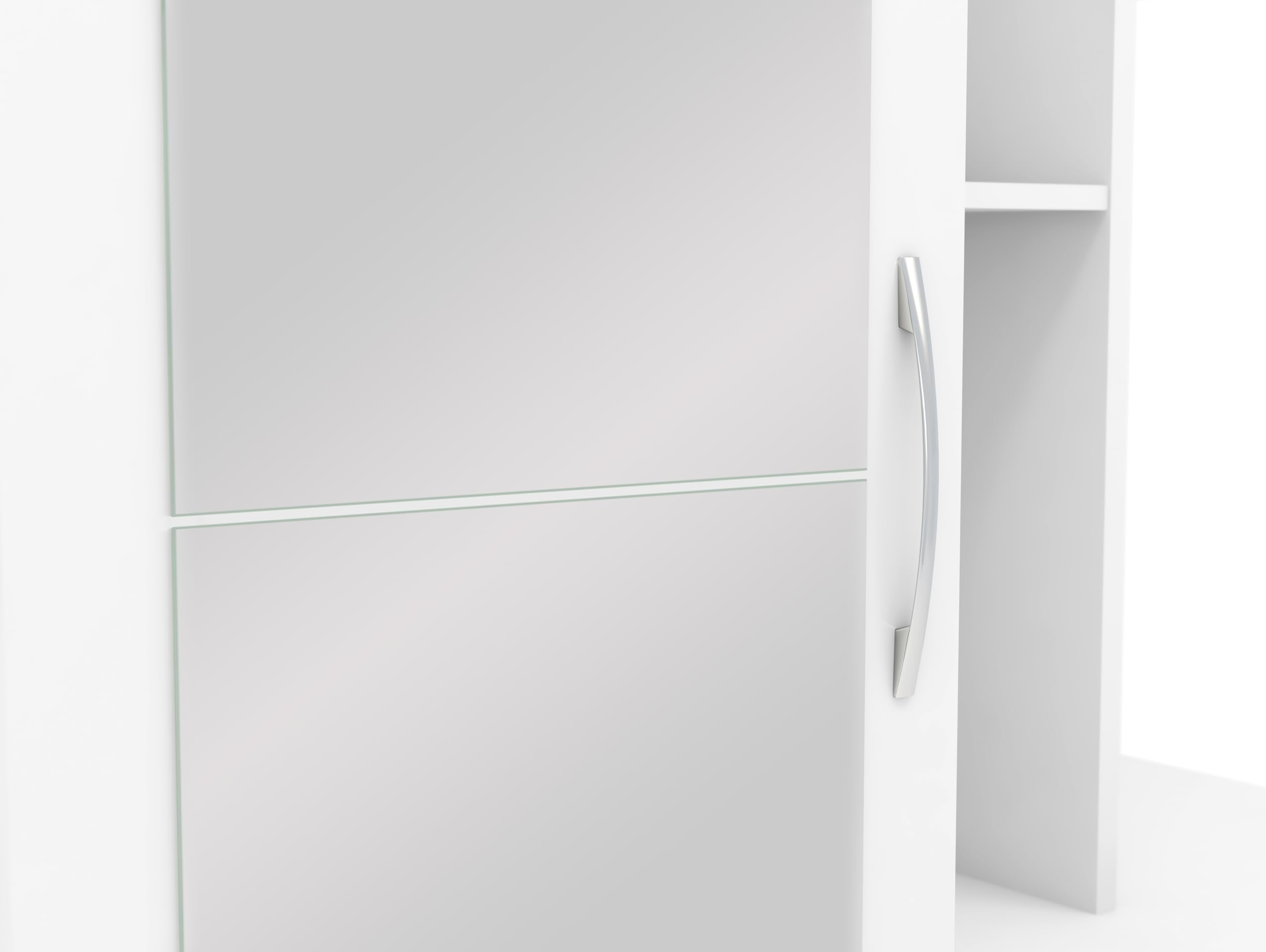 Seconique Nevada Mirrored Open Shelf Wardrobe in White Gloss