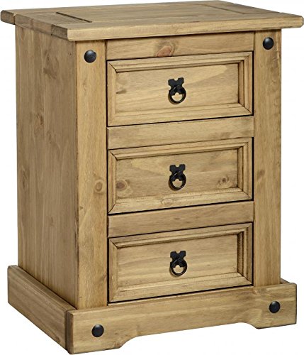 Seconique Corona 3 Drawer Bedside Table Chest