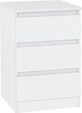 Seconique Malvern 3 Drawer Bedside in White