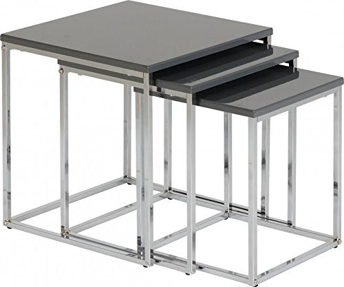 Xpress Delivery Charisma Nest of Tables in Grey Gloss and Chrome