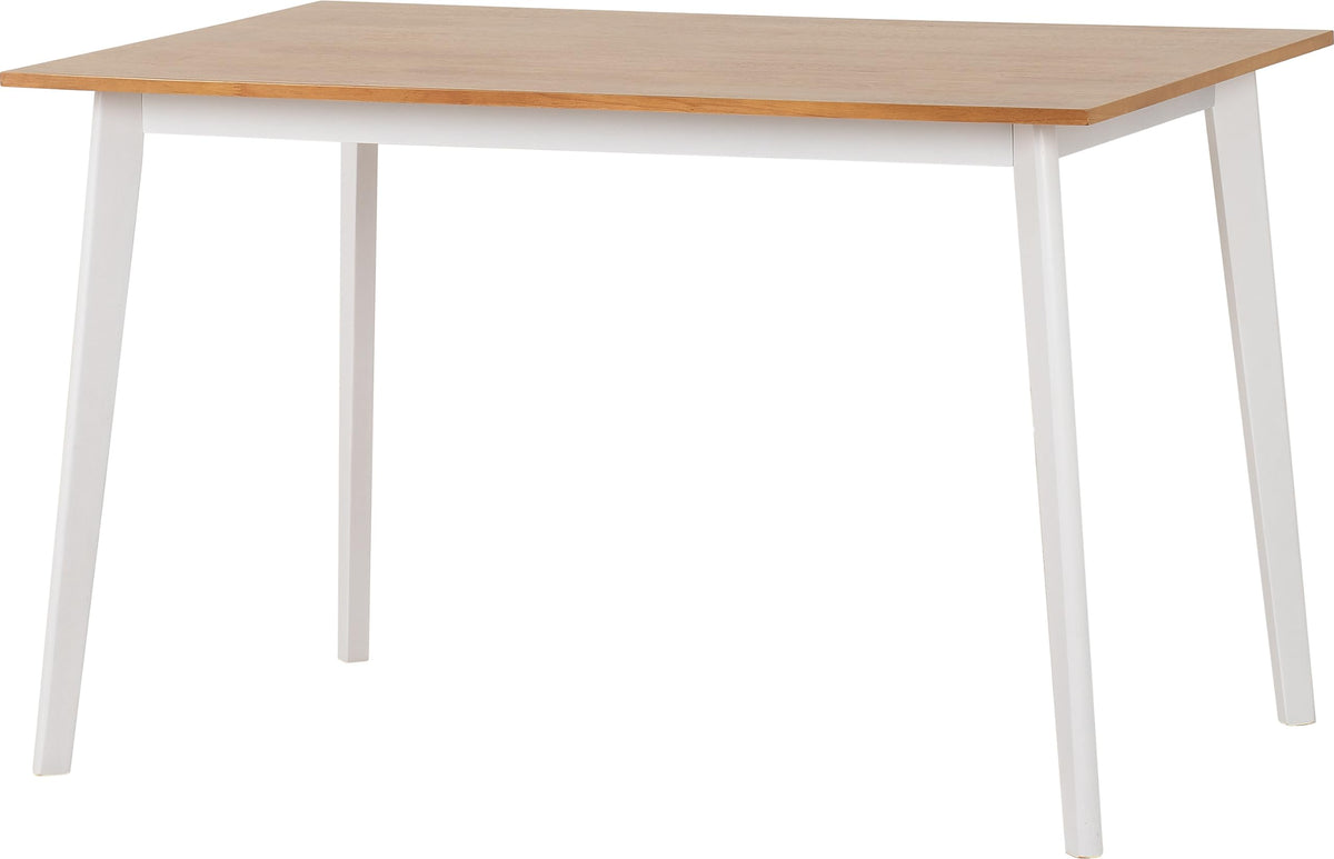Seconique Balfour 1+4 Dining Set in White/Oak Effect/Grey Fabric