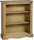Seconique Corona Low Bookcase in Distressed Waxed Pine