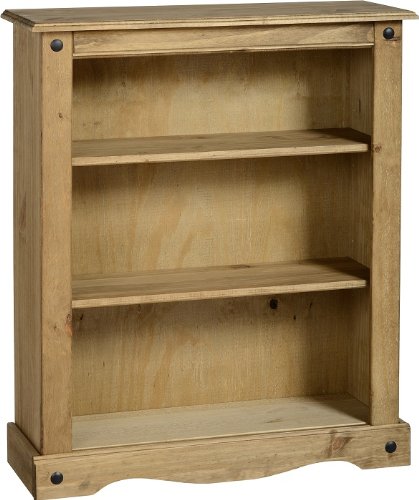 Seconique Corona Low Bookcase in Distressed Waxed Pine