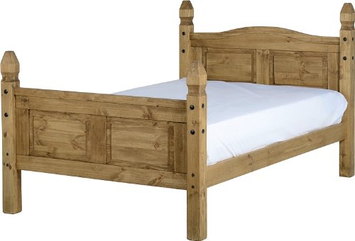 Corona Scroll 4'6 Double Bed Frame Solid Pine Distressed Waxed Finish