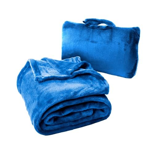 Cabeau Fold ‘n Go Travel and Throw Blanket Plus Compact Case - for Home and Travel - Doubles as Lumbar Pillow and Neck Support Pillow - French Microfiber Comfort