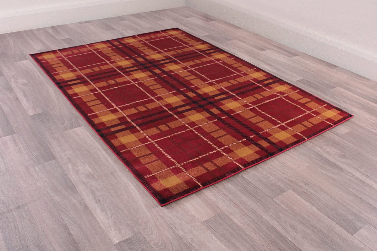 Highland Tartan Rug for Living Room Bedroom Check Quality Rug