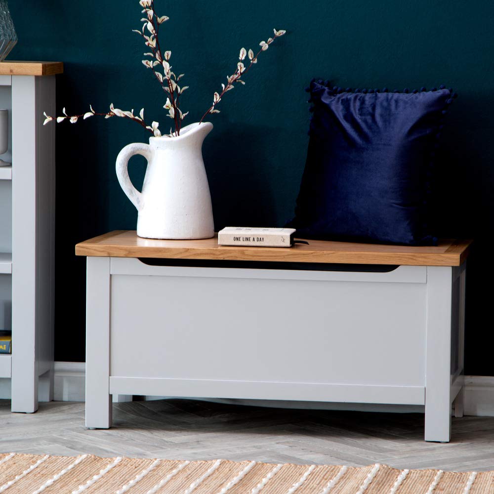 The Furniture Outlet Salisbury Grey Painted Oak Blanket Box