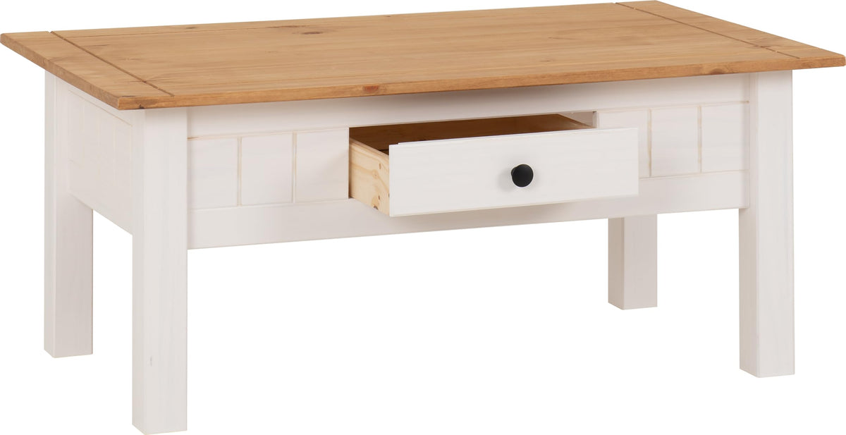 Seconique Coffee Table, Engineered Wood, White/Natural Wax, W 1000mm x D 600mm x H 440mm